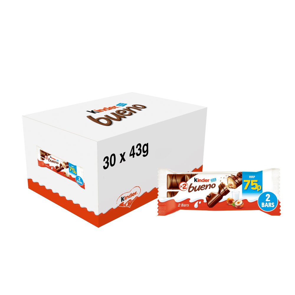 Kinder Bueno Chocolate &amp; Hazelnuts 30 x 43g - Chocolate Bar