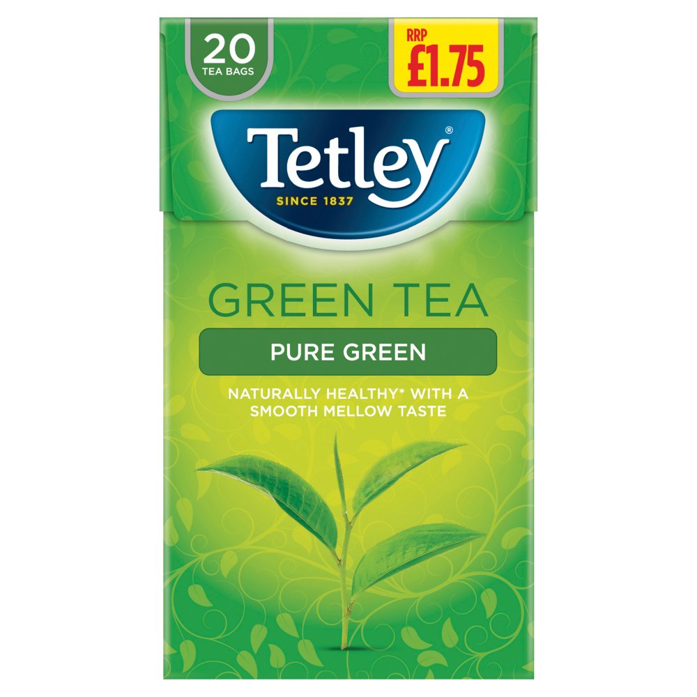 Tetley Green Tea Pure Green 20 Tea Bags 40g  ( Box of 4  )