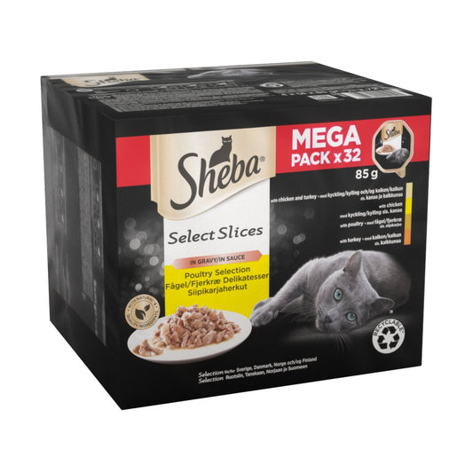 Sheba 32 x 85g Poultry Selection in Gravy Trays - Wet Cat Food