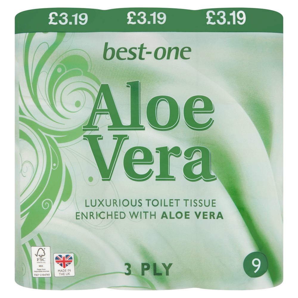 Best-one Aloe Vera 45 Toilet Rolls 3Ply - 9 x 5 Tissue Rolls Pack