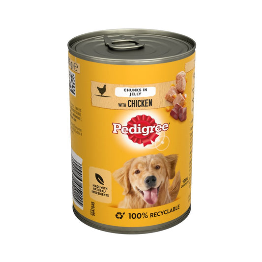 Pedigree Adult 12 x 385g Chicken in Jelly Tins - Dog Wet Food