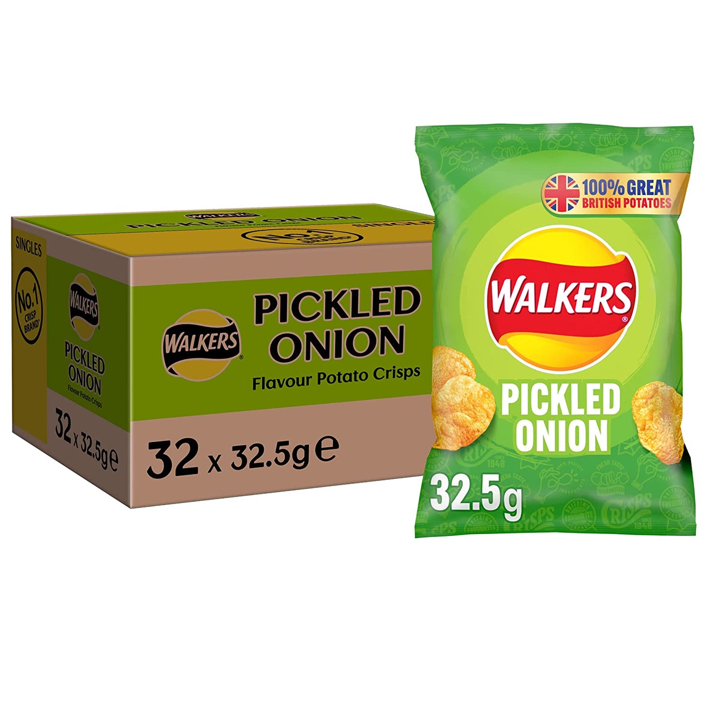 Walkers Pickled Onion Crisps 32 x 32.5g