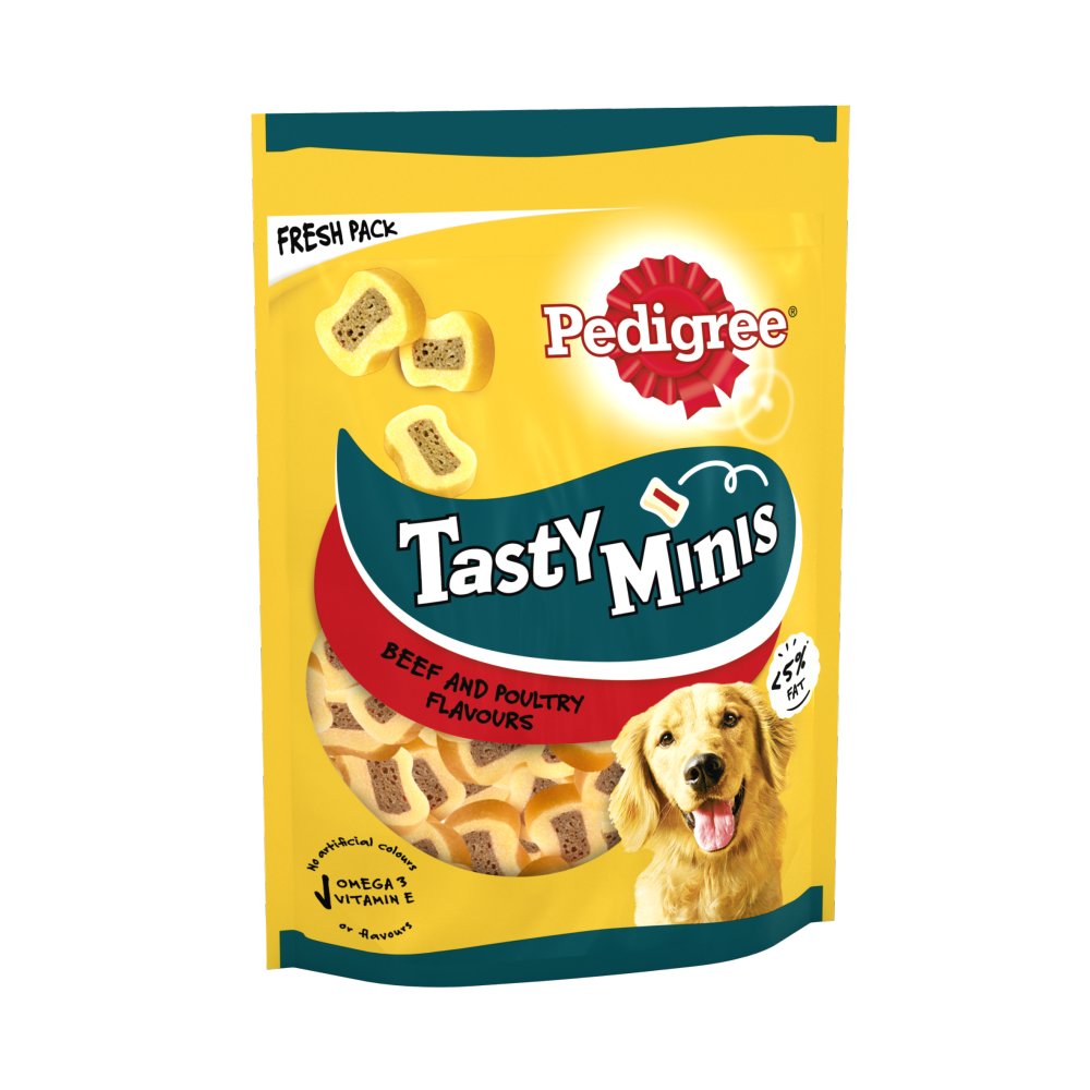Pedigree Adult Tasty Minis Beef &amp; Poultry Chewy Slices 8 x 155g Dog Treats