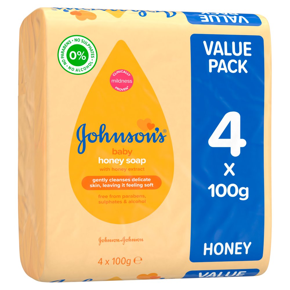 JOHNSON'S - Baby Honey Soap 4 x 100g