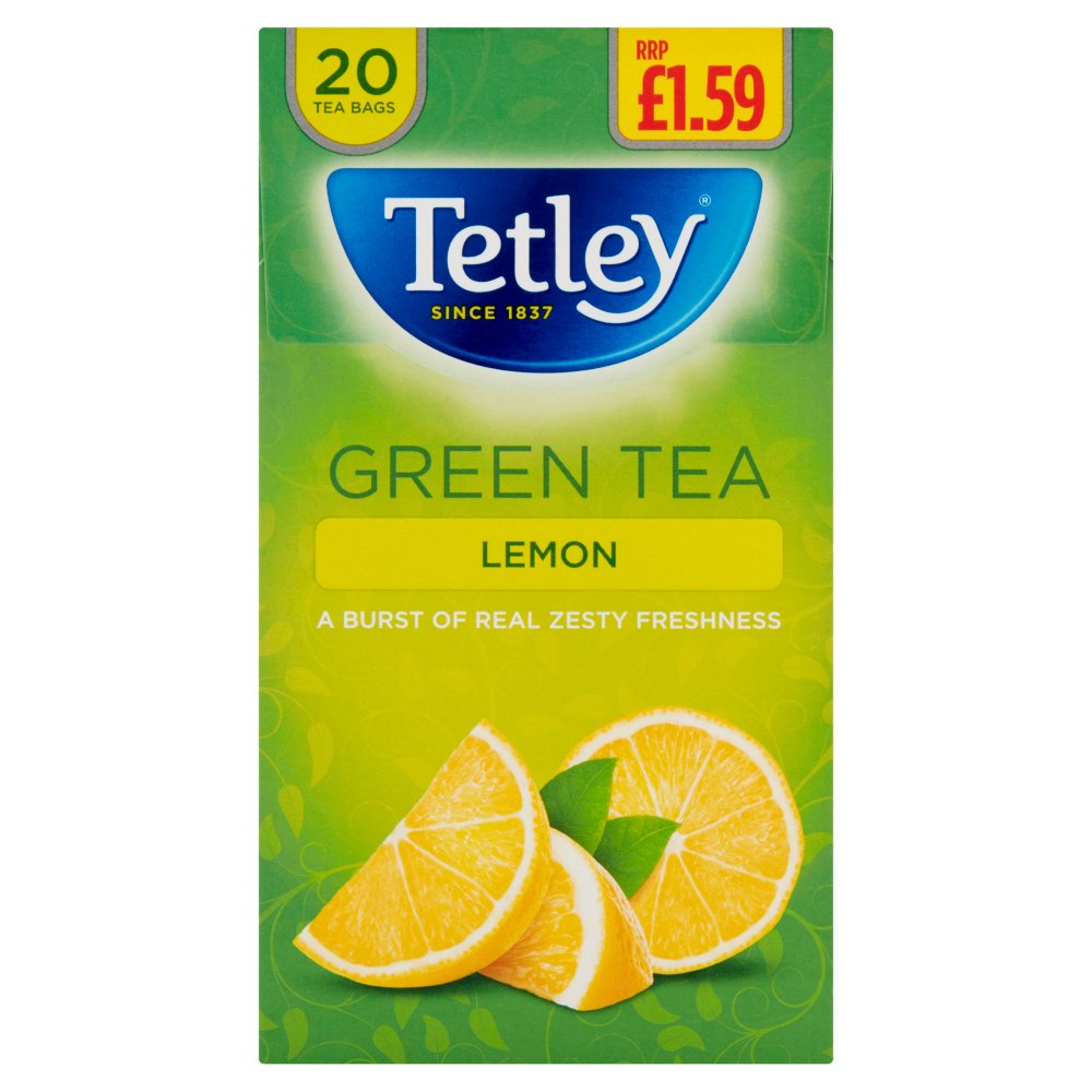 Tetley Green Tea Lemon 20 Tea Bags 40g ( Pack of 4 )