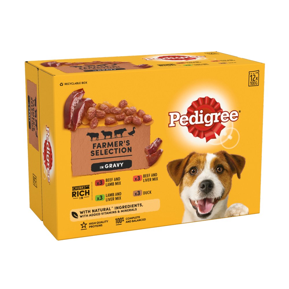Pedigree 12 x 100g Beef Liver and Vegetables in Gravy Pouches - Dog Wet Food
