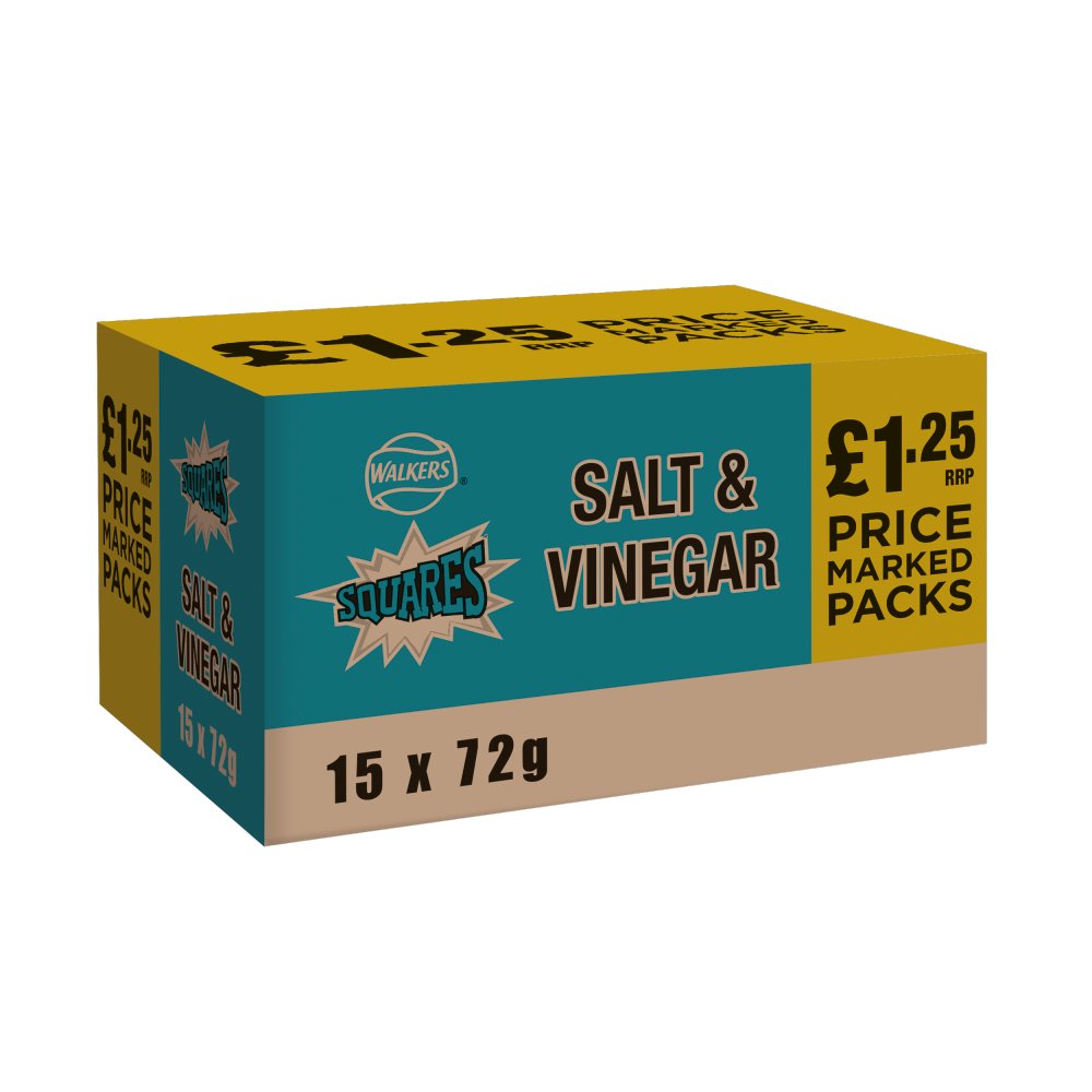 Walkers Squares Salt & Vinegar Crisps 15 x 72g